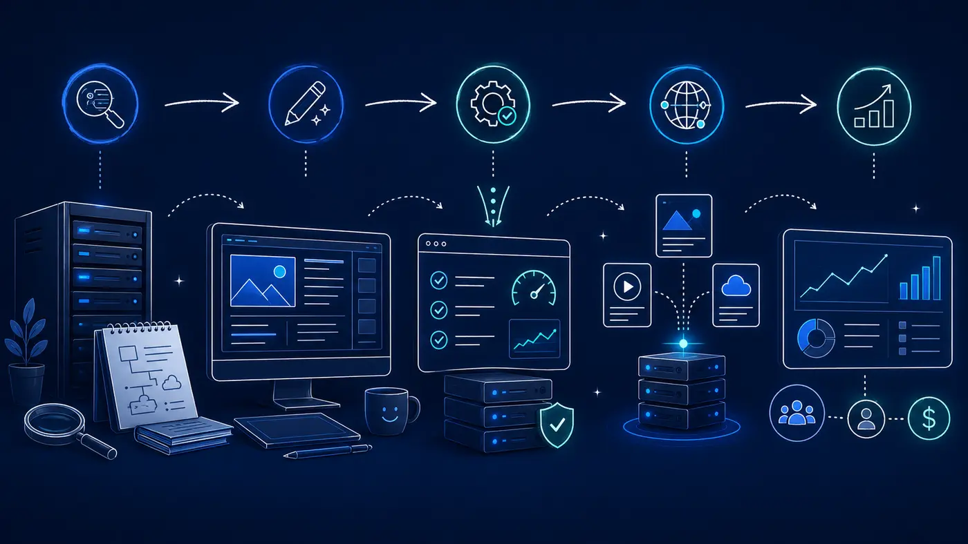 Content marketing workflow for hosting companies from research and production to distribution, measurement and revenue.