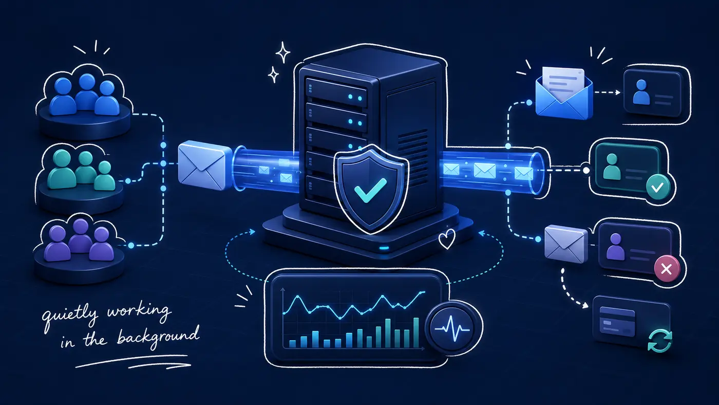 Secure hosting email automation with customer segmentation, deliverability monitoring, payment recovery and performance reporting.