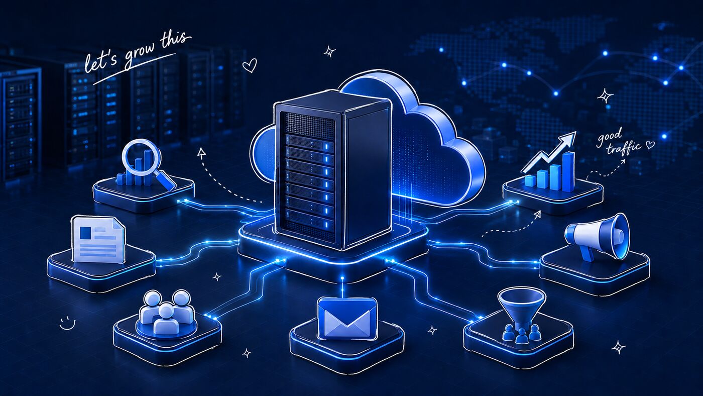 Digital marketing services for hosting and VPS companies, including SEO, paid advertising, content marketing and lead generation.