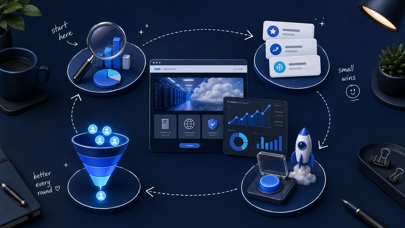 Marketing analysis, prioritisation, campaign launch and conversion optimisation process for a hosting website.