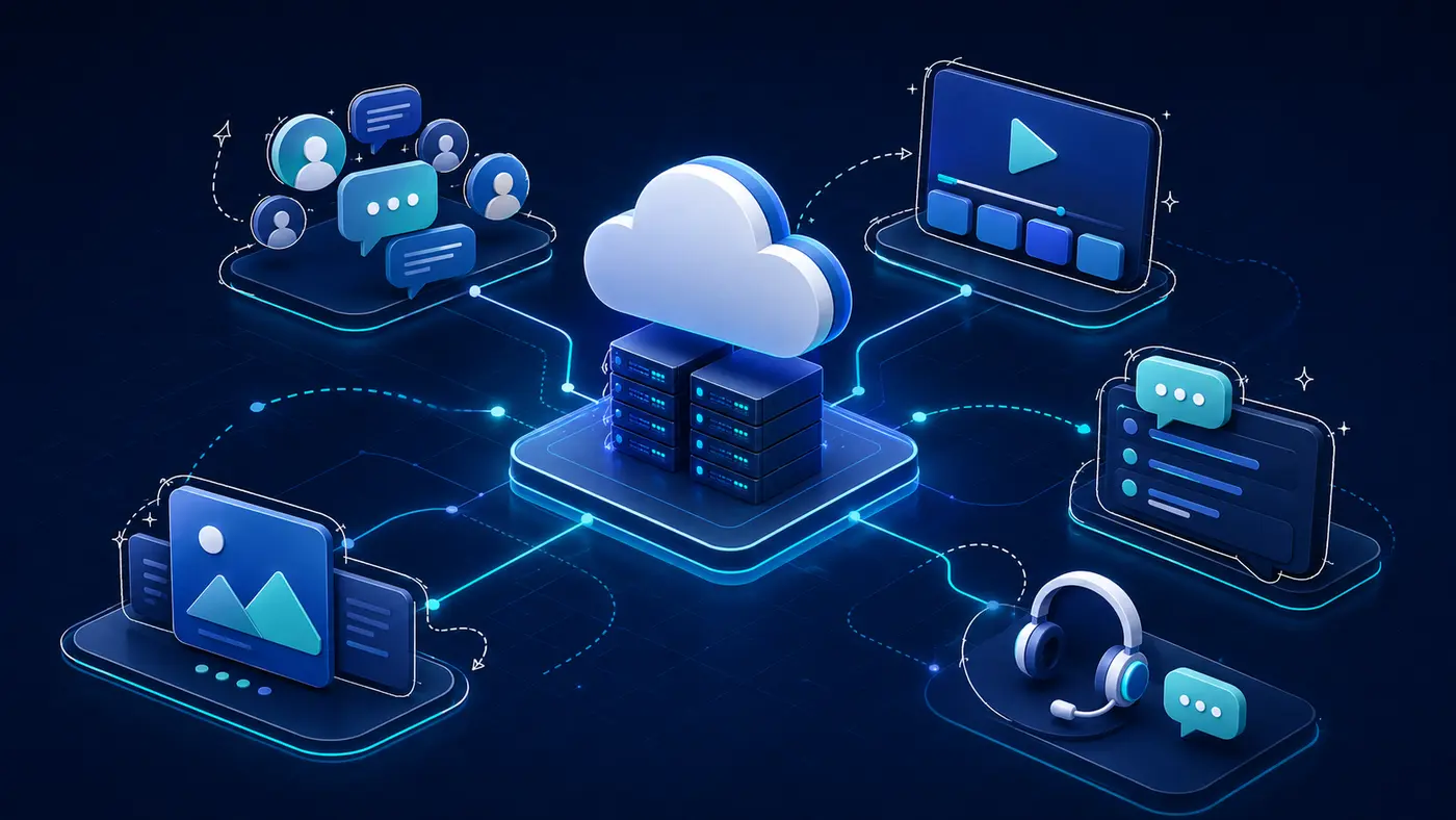 Hosting social media platform strategy connecting cloud infrastructure with professional, video and community audiences.