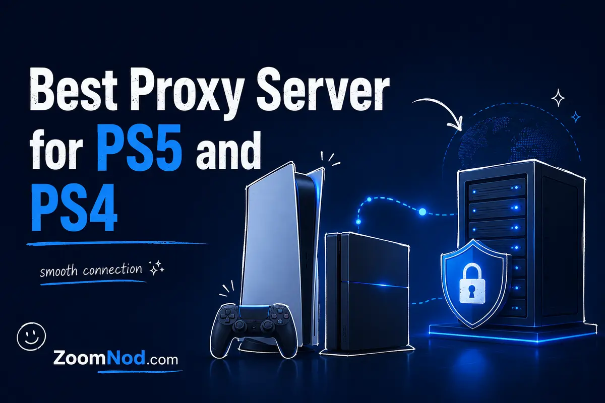 Best Proxy Server for PS5 and PS4 featured image with secure console proxy server by ZoomNod