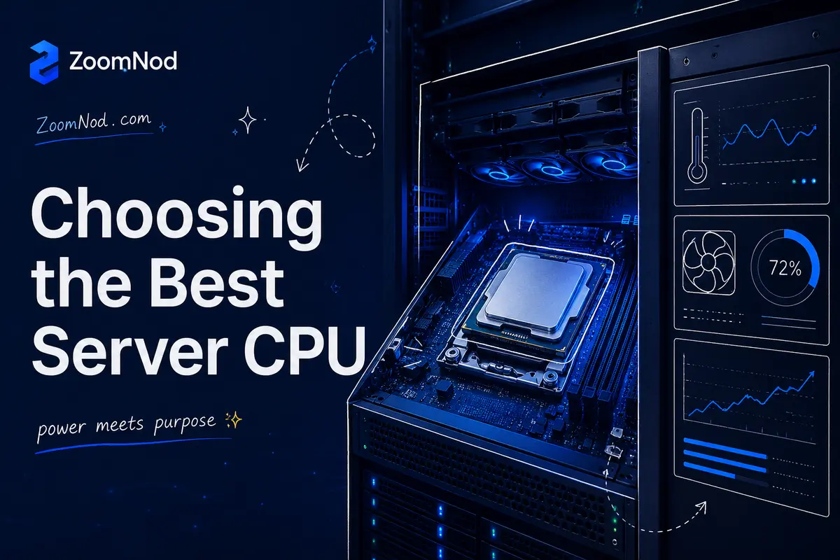 Choosing the Best Server CPU featured image showing processor hardware and server performance by ZoomNod