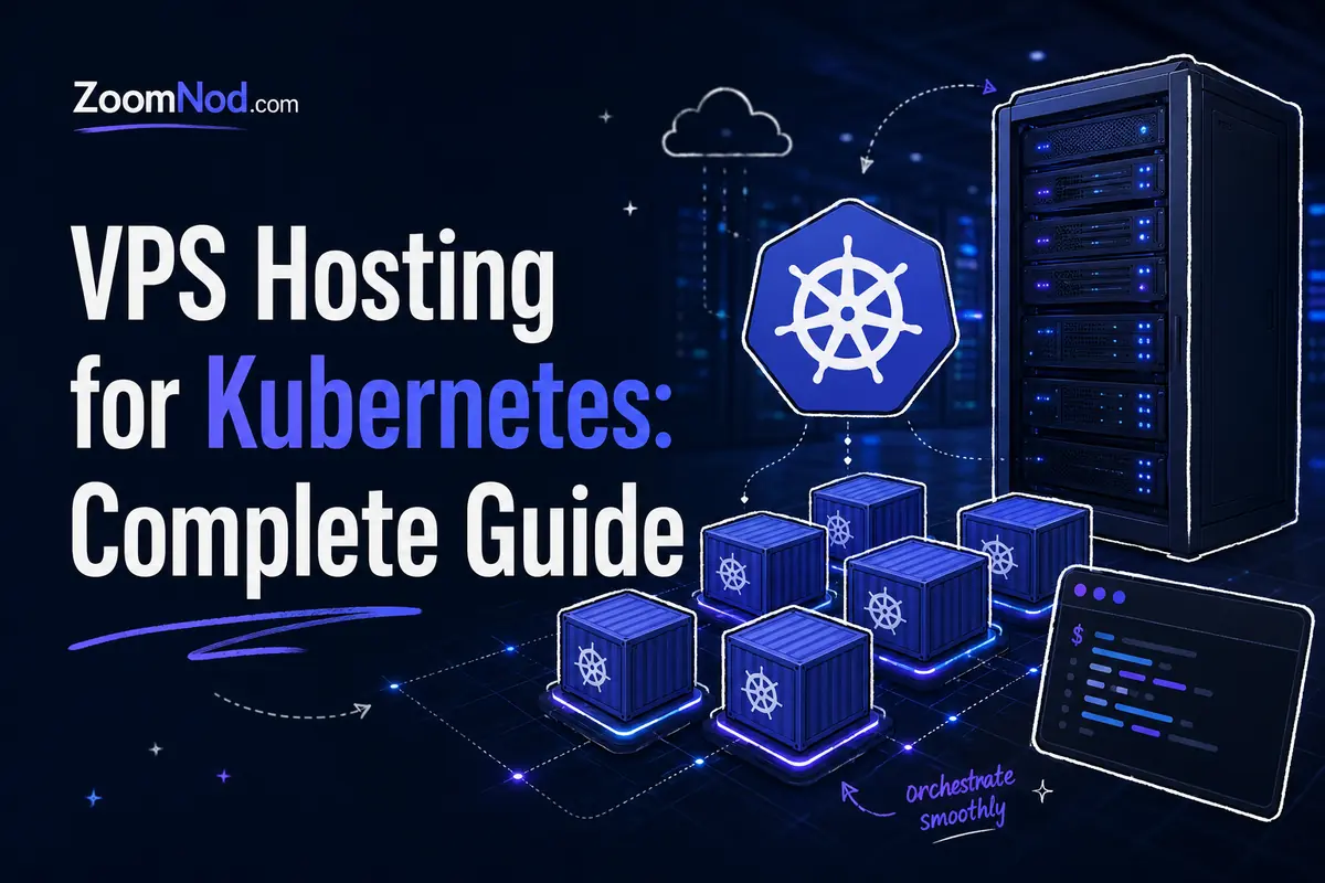 VPS Hosting for Kubernetes complete guide featured image with container cluster and server infrastructure by ZoomNod