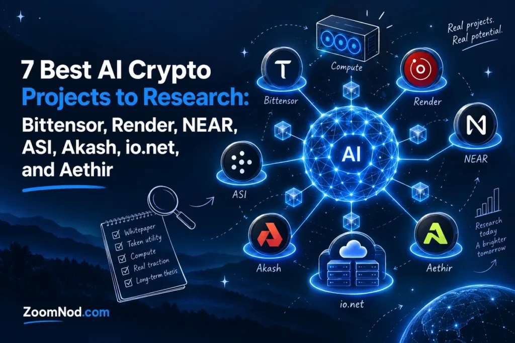 7 Best AI Crypto Projects to Research in 2026: Bittensor, Render, NEAR, ASI, Akash, io.net, and Aethir
